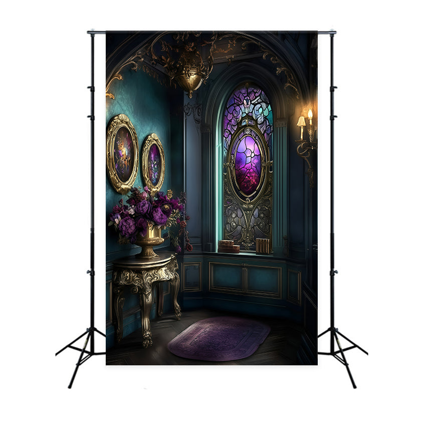 Victorian Backdrops Ornate Glass Window Vintage Photo Backdrops GQ4-341