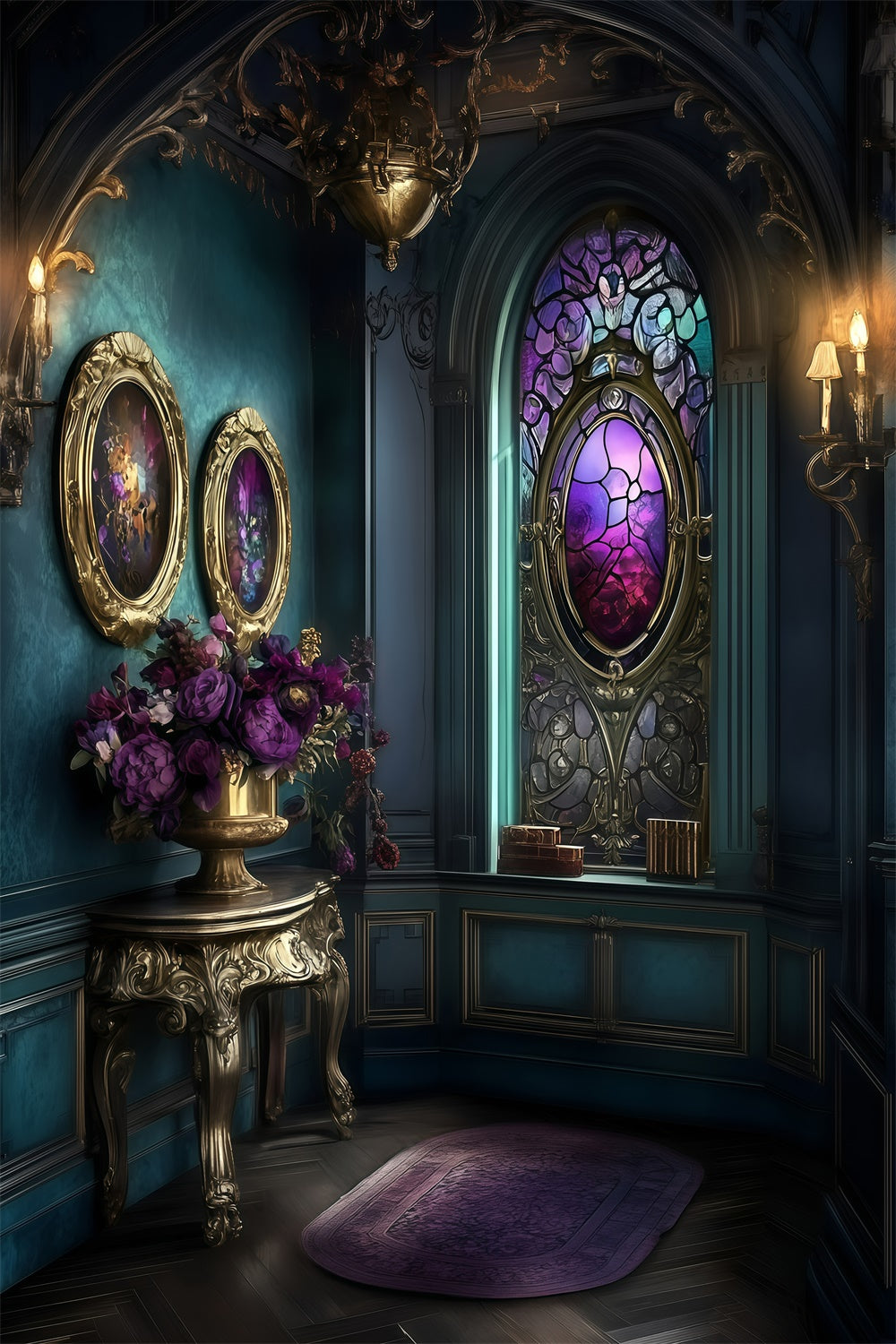 Victorian Backdrops Ornate Glass Window Vintage Photo Backdrops GQ4-341