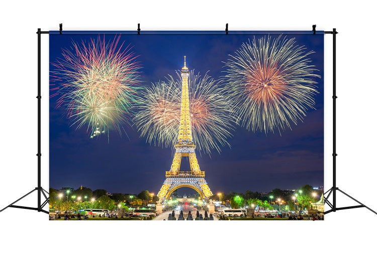 Paris Backdrop Ideas Eiffel Tower Fireworks Celebration Backdrop GQ4-43