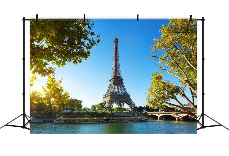 Paris Backdrop For Pictures Eiffel Tower Sky River Backdrop GQ4-45