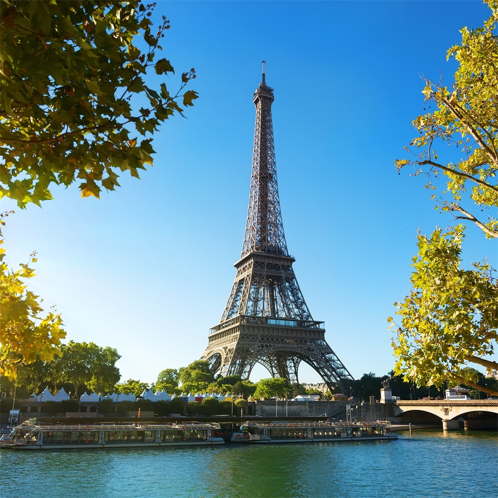 Paris Backdrop For Pictures Eiffel Tower Sky River Backdrop GQ4-45