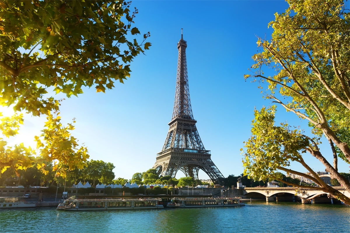 Paris Backdrop For Pictures Eiffel Tower Sky River Backdrop GQ4-45