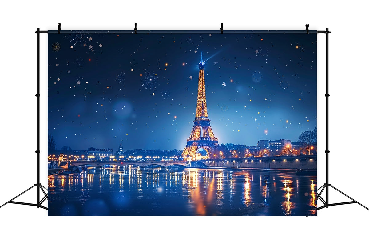 Night In Paris Backdrop Starry Sky Paris River Backdrop GQ4-46