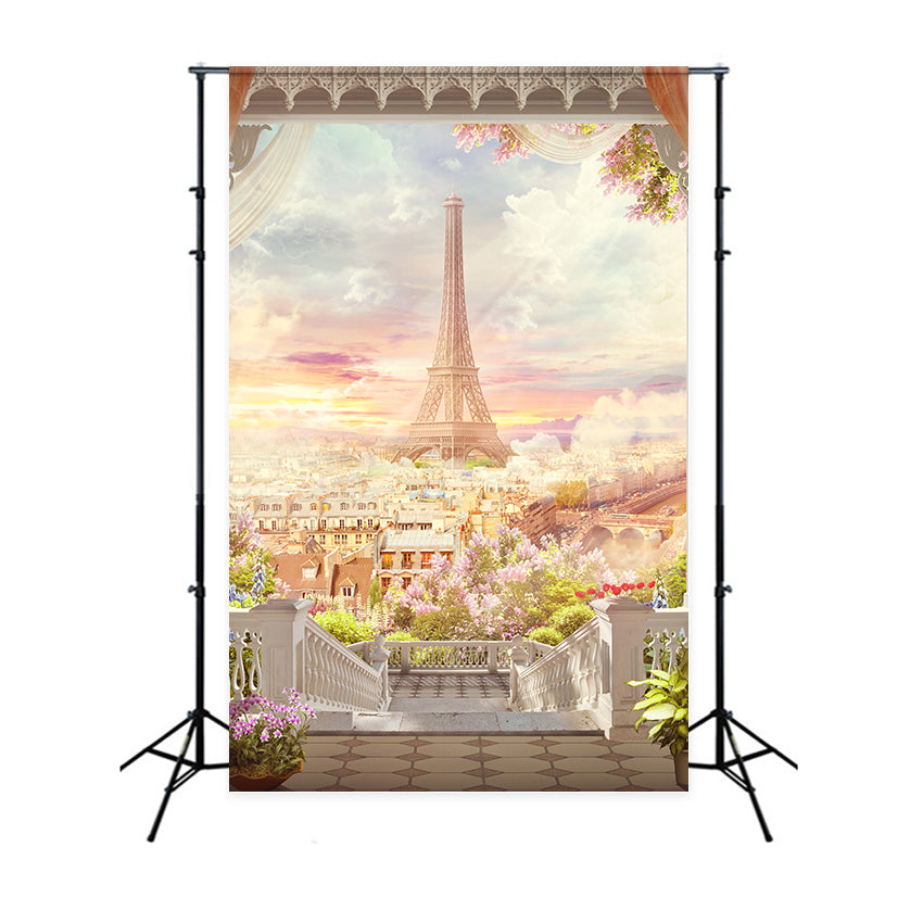 Paris Themed Photo Backdrop Elegant Balcony Paris City Backdrop GQ4-49