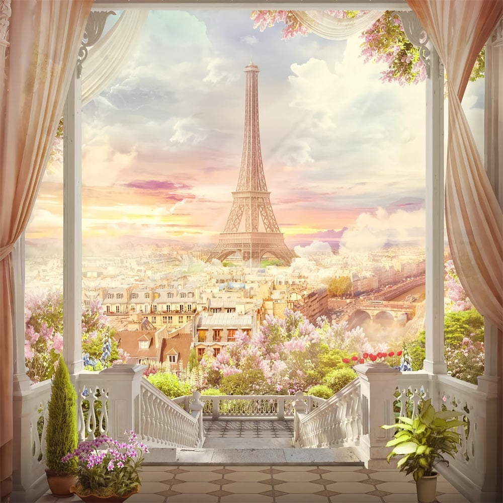 Paris Themed Photo Backdrop Elegant Balcony Paris City Backdrop GQ4-49