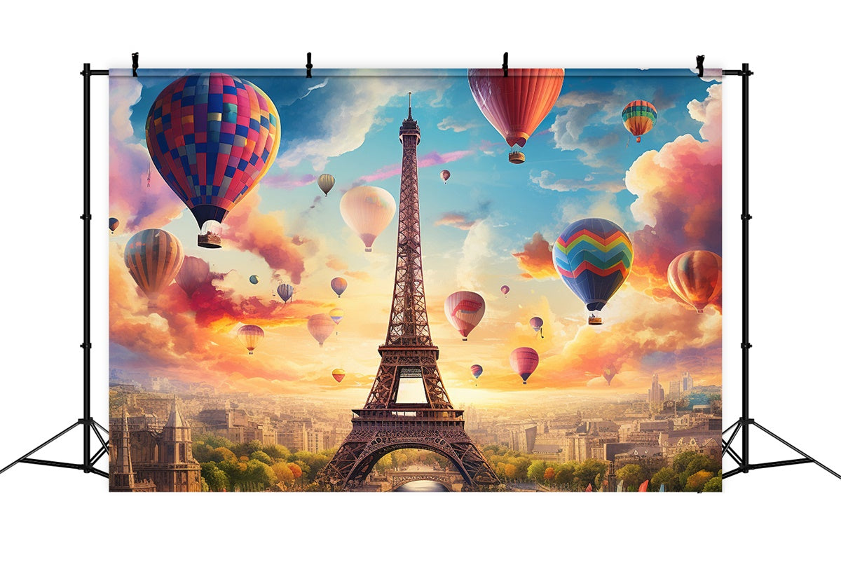 Paris Backdrop Ideas Hot Air Balloons Fantasy Sky Backdrop GQ4-50