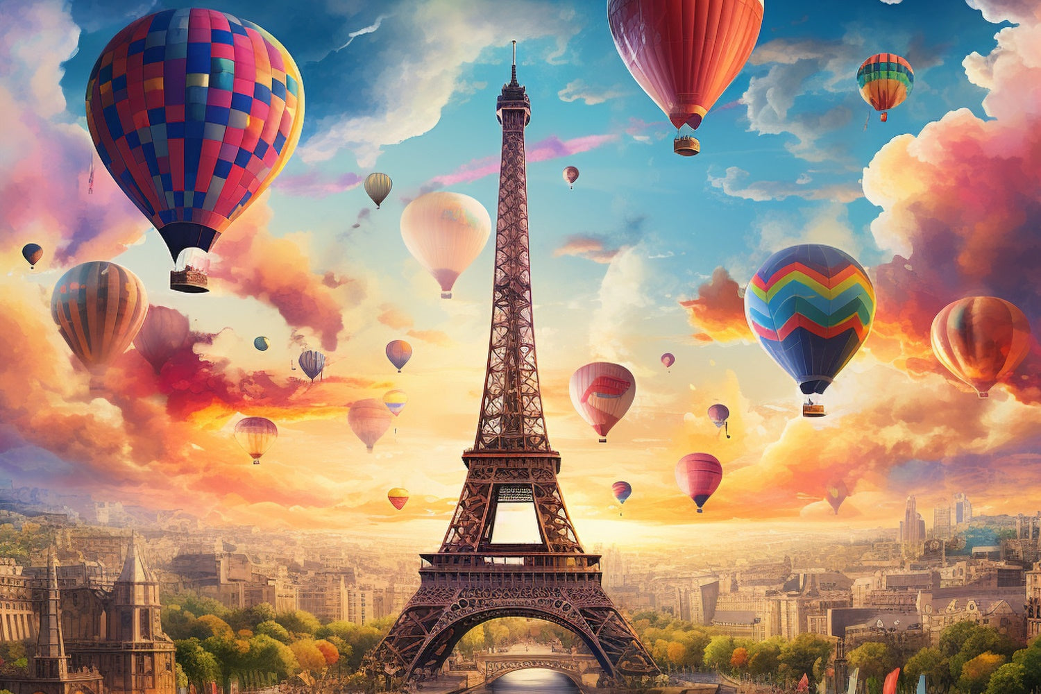 Paris Backdrop Ideas Hot Air Balloons Fantasy Sky Backdrop GQ4-50