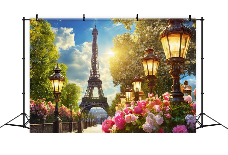 Paris Photo Backdrop Garden Path Vintage Lantern Backdrop GQ4-51