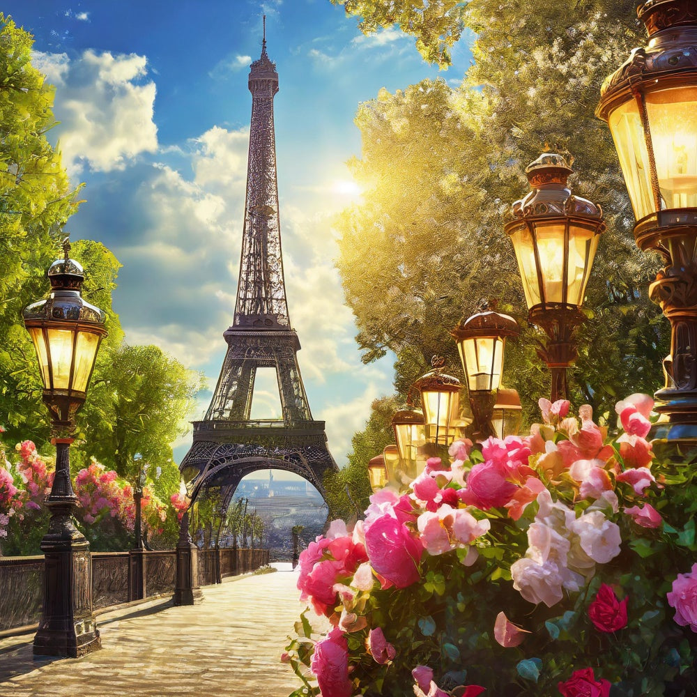 Paris Photo Backdrop Garden Path Vintage Lantern Backdrop GQ4-51