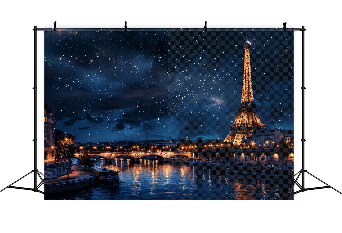 Paris Backdrop For Pictures Midnight Sky Eiffel Tower Backdrop GQ4-59