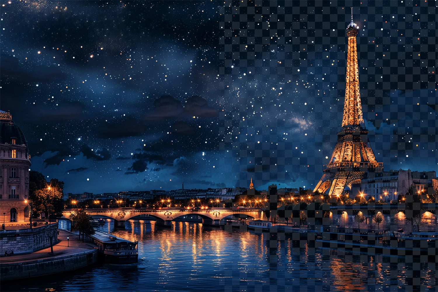Paris Backdrop For Pictures Midnight Sky Eiffel Tower Backdrop GQ4-59