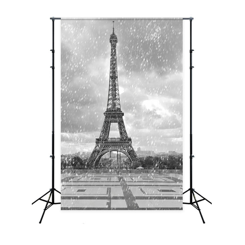 Paris Photo Backdrop Vintage Eiffel Tower Rainfall Backdrop GQ4-62