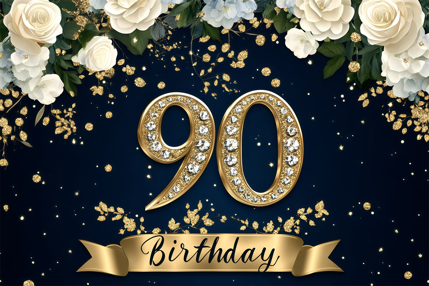 Birthday Backdrop Ideas Diamond 90th Floral Customized Backdrop GQ4-7