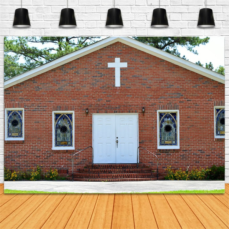 Church Backdrop Pointed Window Brick Architecture Backdrop GQ4-70