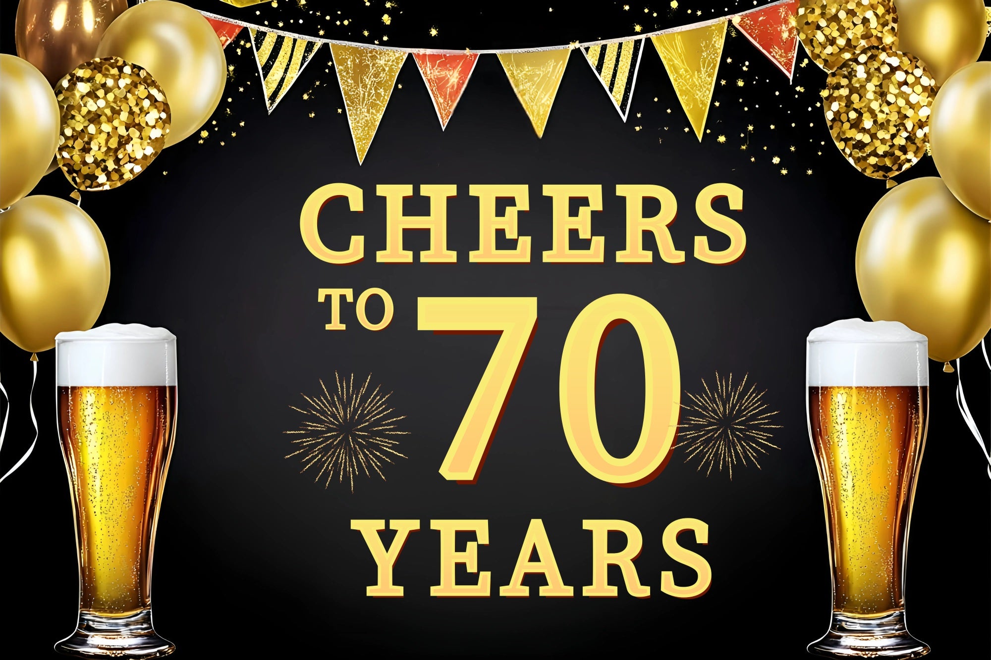 Birthday Photo Backdrop Beer Toast Balloons Personalised Backdrop GQ4-8