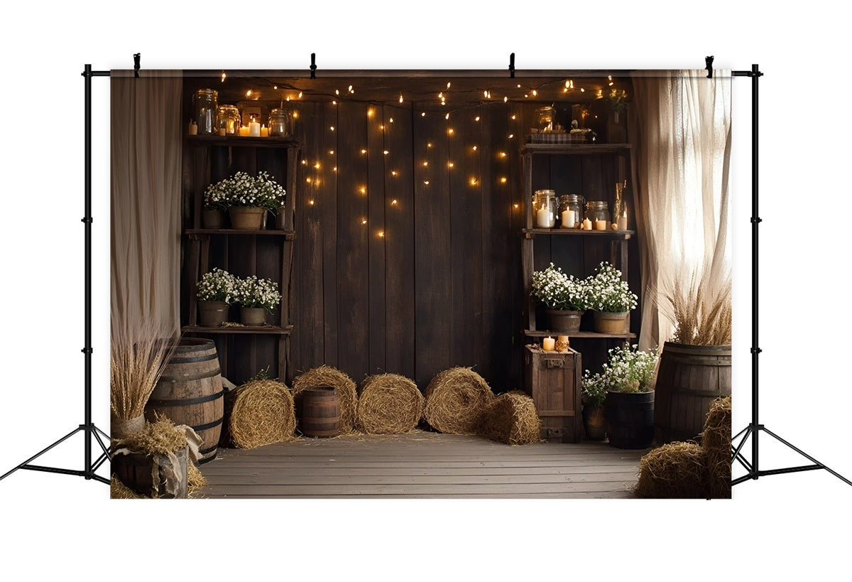 Fall Photography Backdrops Hay Bale Rustic Wood Backdrop GQ5-102