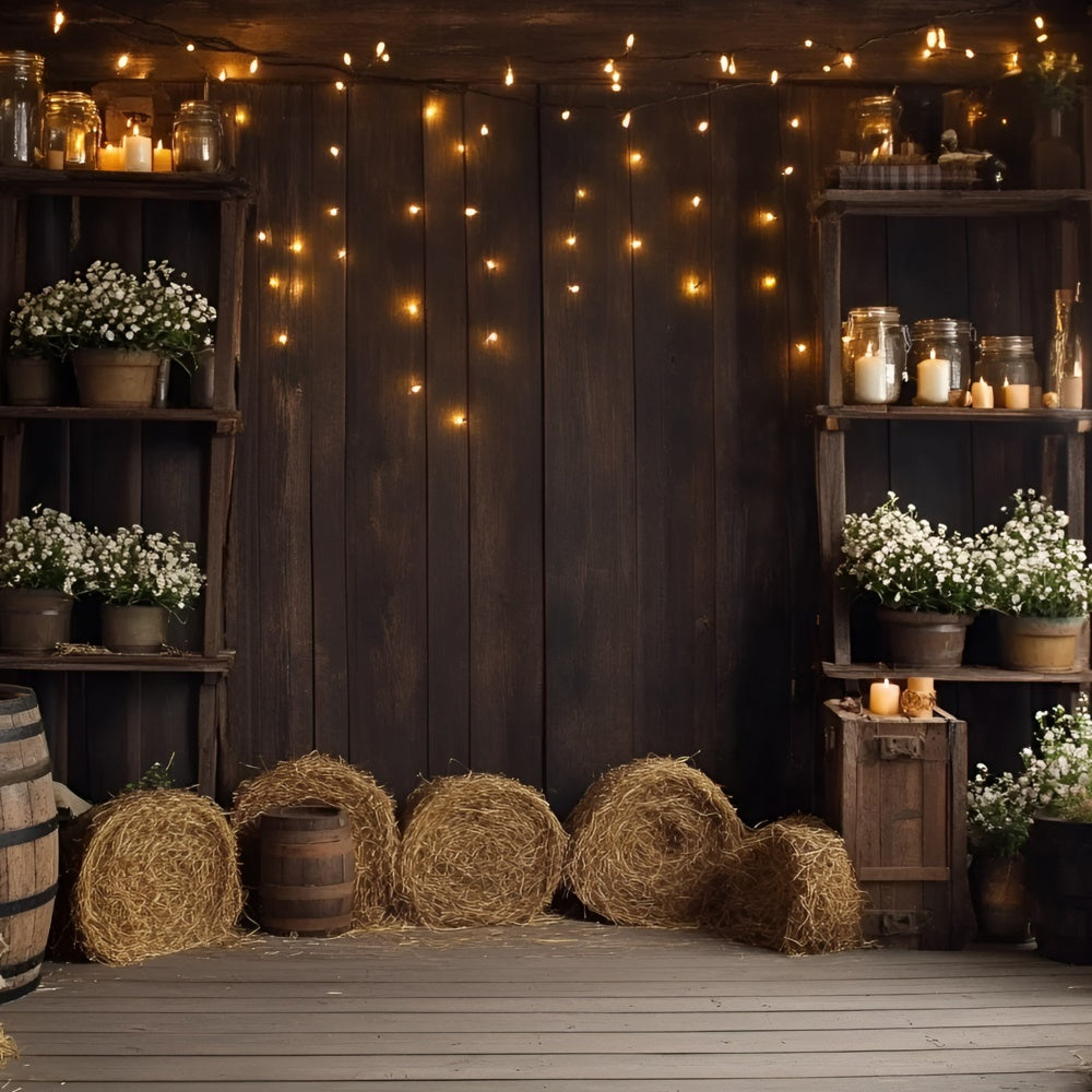 Fall Photography Backdrops Hay Bale Rustic Wood Backdrop GQ5-102