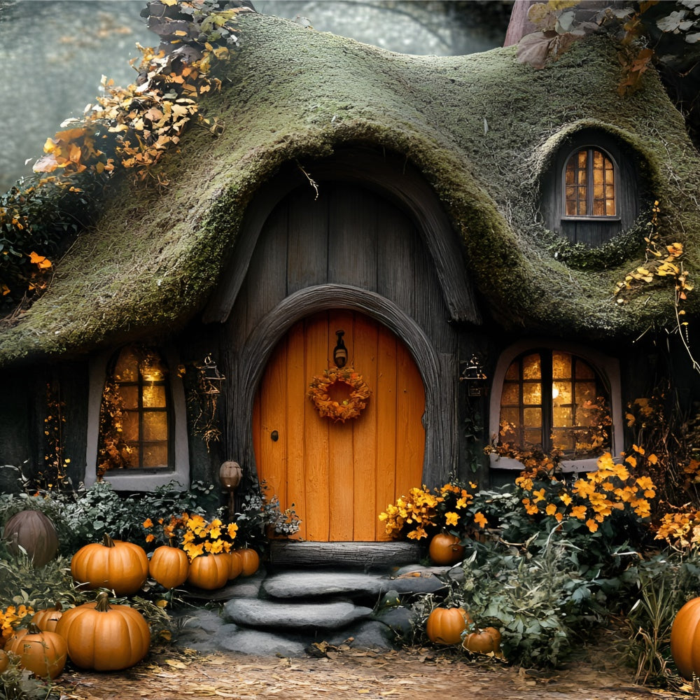 Autumn Backdrops Fairy Tale Pumpkin Cottage Backdrop GQ5-105