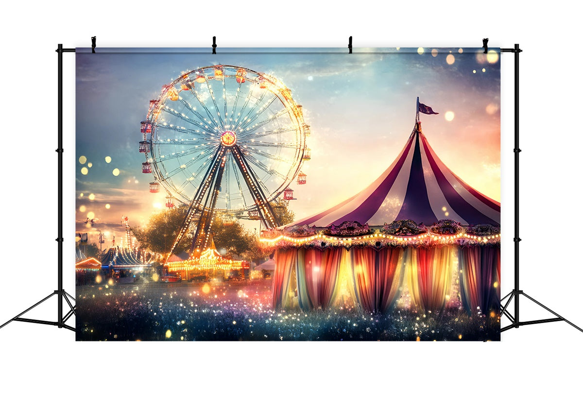 Carnival Theme Backdrop Ferris Wheel Sunset Lights Backdrop GQ5-111