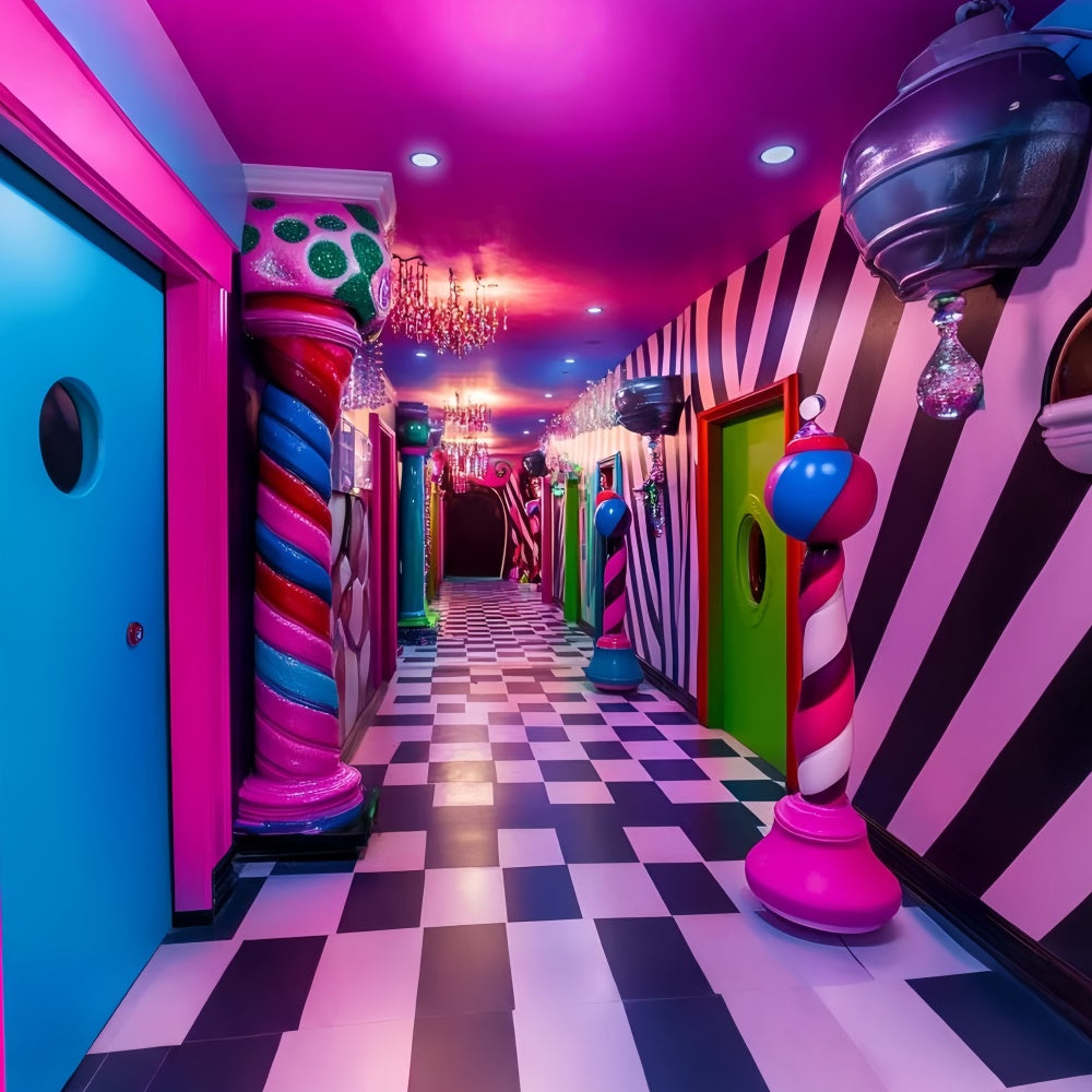 Carnival Backdrops Whimsical Striped Candy World Backdrop GQ5-113