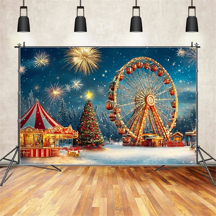 Carnival Backdrops Christmas Ferris Wheel Fireworks Backdrop GQ5-118