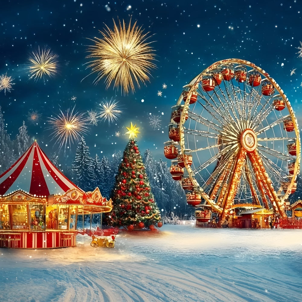 Carnival Backdrops Christmas Ferris Wheel Fireworks Backdrop GQ5-118