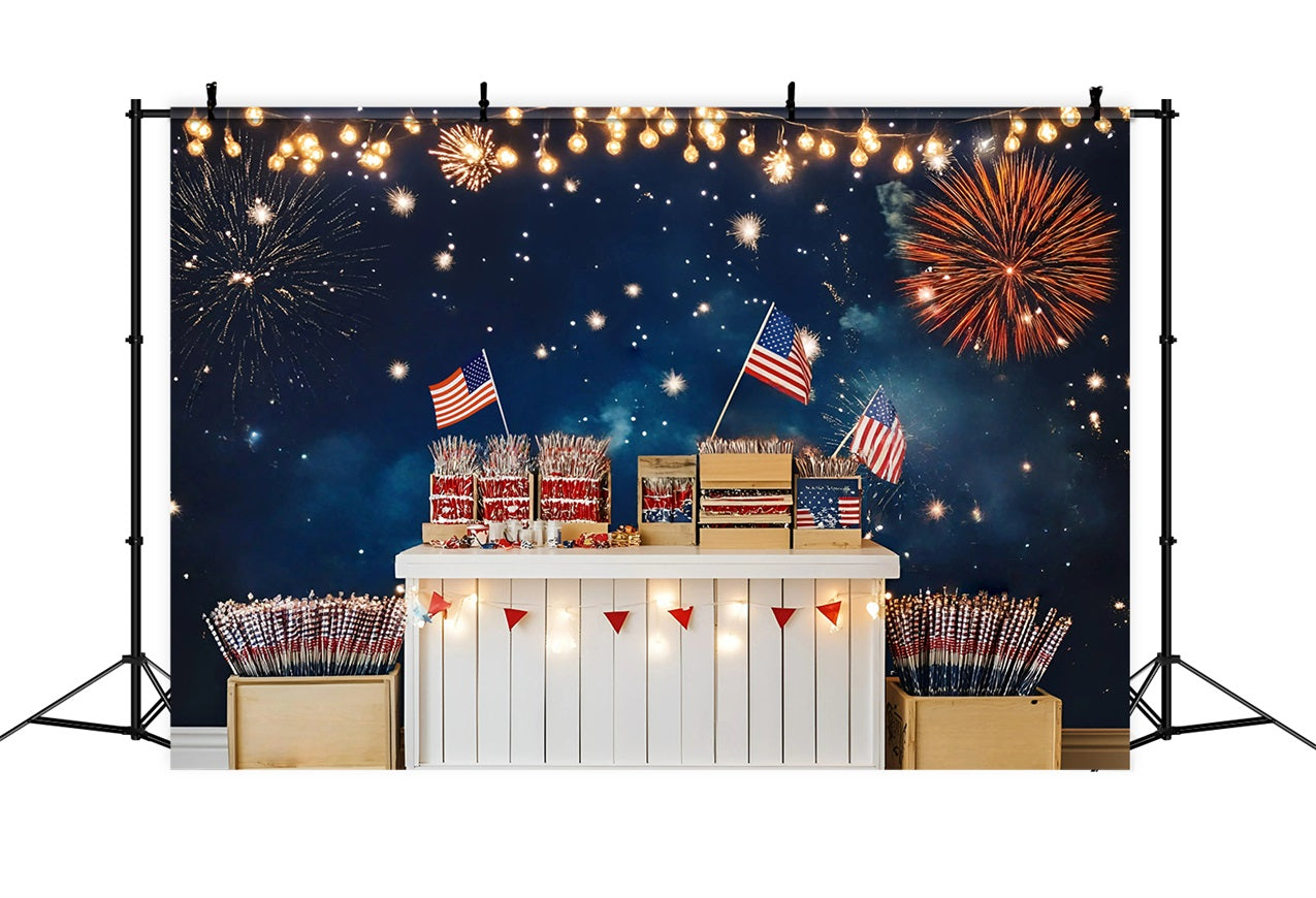 4th of July Fireworks Backdrop Celebration Flag Booth Backdrop GQ5-12