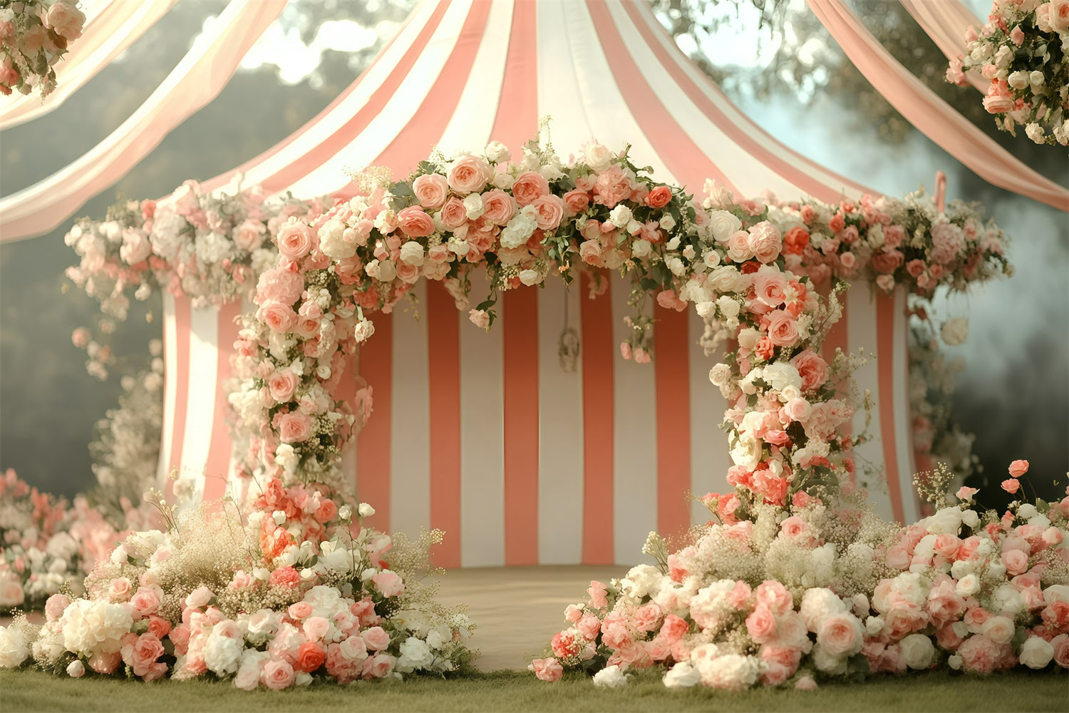 Carnival Photo Backdrop Romantic Rose Arch Tent Backdrop GQ5-134, 7'W*5'H(2.2*1.5m)
