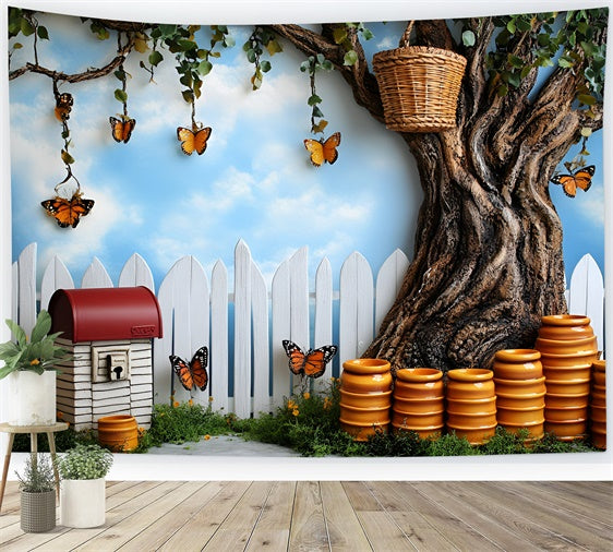 Butterfly Backdrops Honey Jar Summer Fence Kids Backdrops GQ5-145