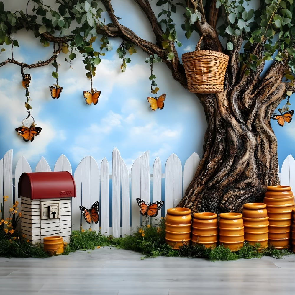 Butterfly Backdrops Honey Jar Summer Fence Kids Backdrops GQ5-145