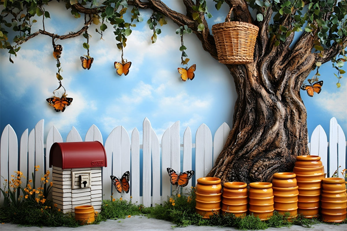 Butterfly Backdrops Honey Jar Summer Fence Kids Backdrops GQ5-145