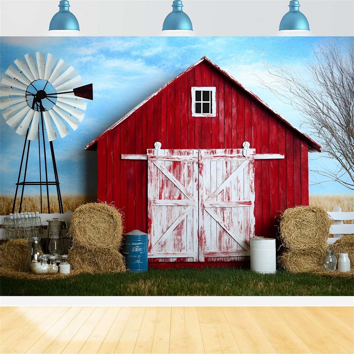 Photography Backdrops For Kids Red Barn Farm Days Backdrop GQ5-147