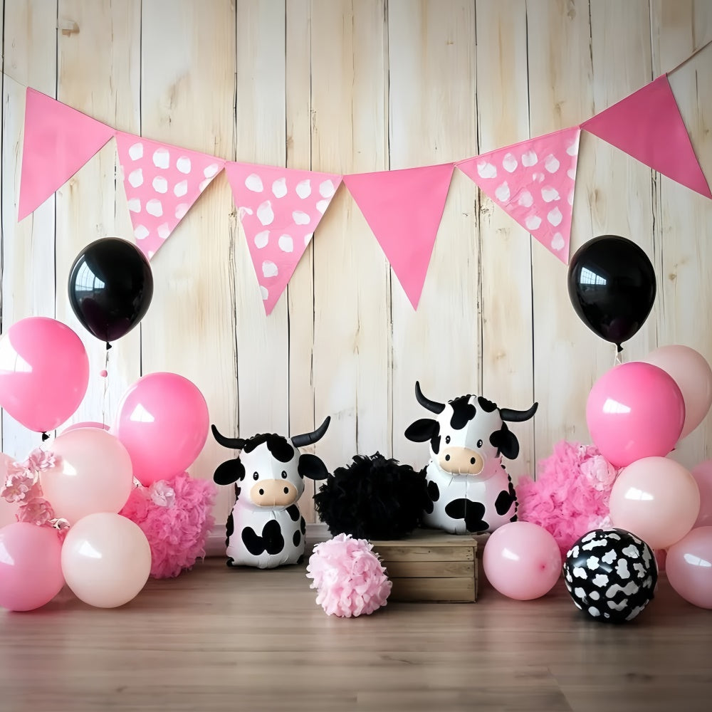 Newborn Photography Backdrops Cute Cow Balloon Backdrop GQ5-148