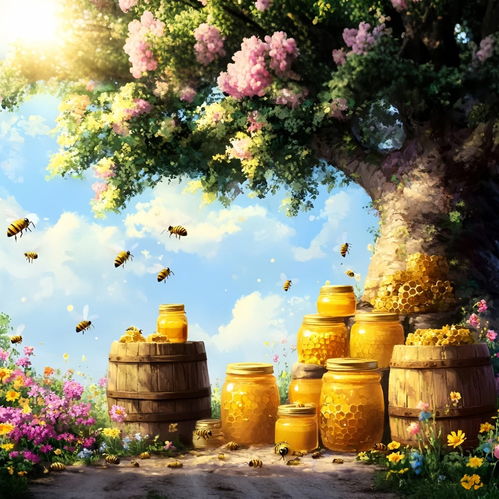 Newborn Photography Backdrop Sunshine Bees Blossoms Backdrop GQ5-150