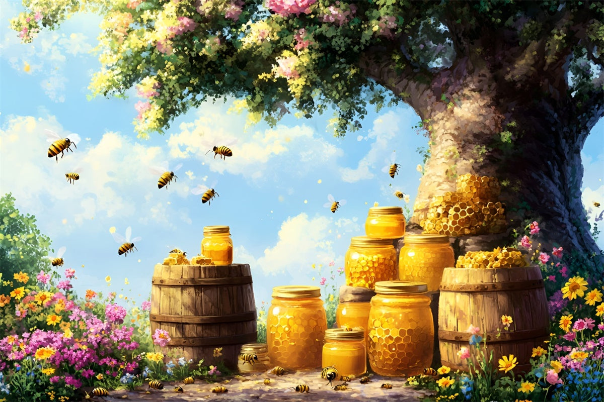 Newborn Photography Backdrop Sunshine Bees Blossoms Backdrop GQ5-150