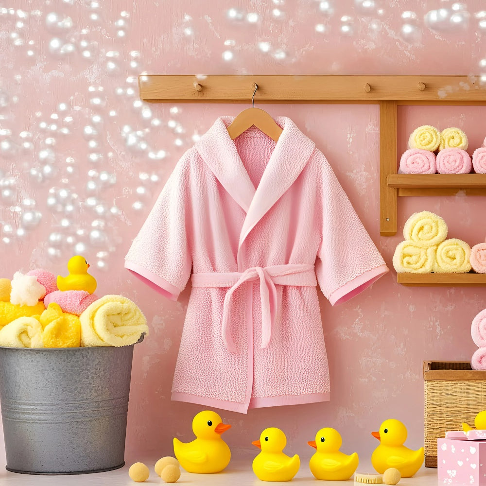 Photography Backdrops For Kids Pink Robe Duckies Backdrop GQ5-160