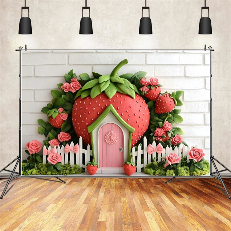Kids Photo Backdrop Sweet Strawberry Garden Backdrop GQ5-162