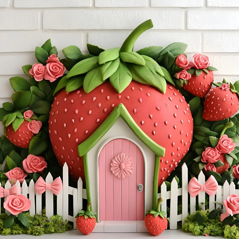 Kids Photo Backdrop Sweet Strawberry Garden Backdrop GQ5-162