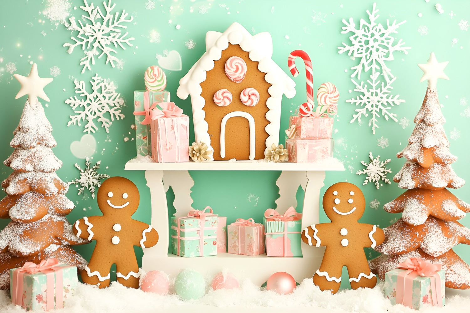 Newborn Photography Backdrops Christmas Candy Shop Backdrop GQ5-167