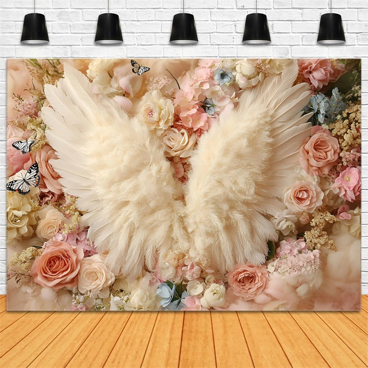 Kids Backdrops Angel Wings Blossom Garden Backdrop GQ5-171