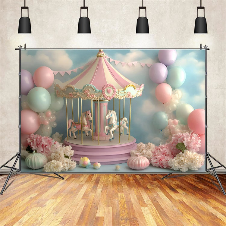 Children Backdrops Pastel Carousel Fantasy Backdrop GQ5-174