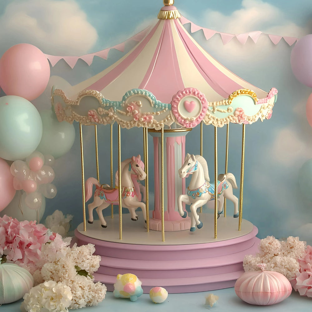 Children Backdrops Pastel Carousel Fantasy Backdrop GQ5-174