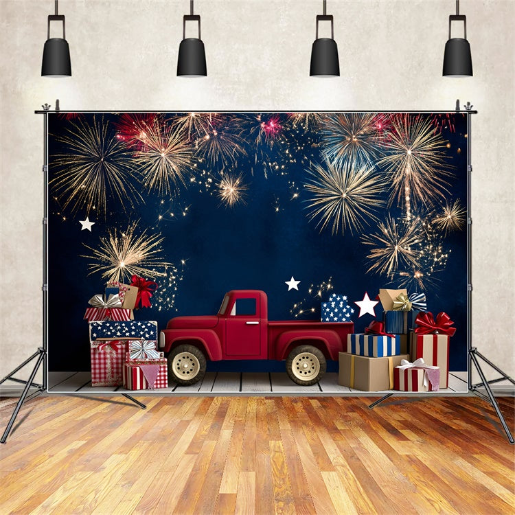 Fireworks Backdrop Firework Red Truck Children Backdrops GQ5-179
