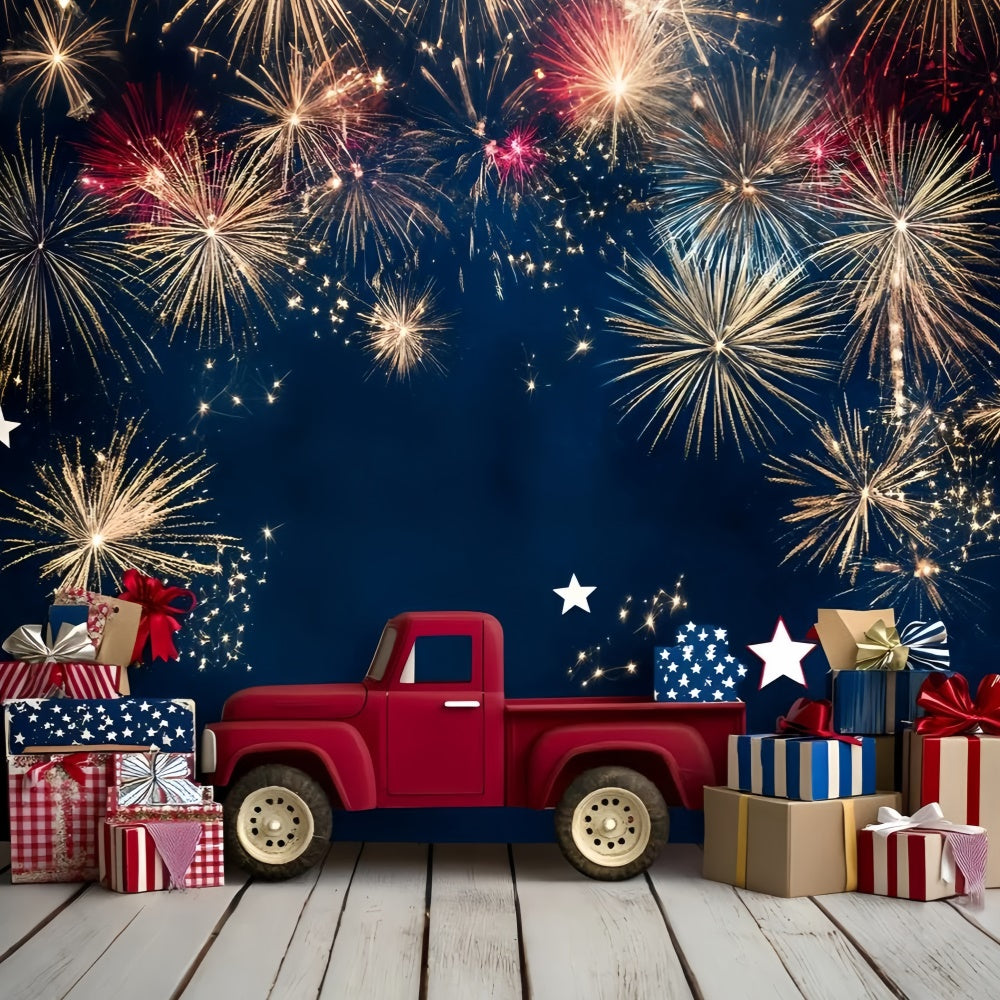 Fireworks Backdrop Firework Red Truck Children Backdrops GQ5-179