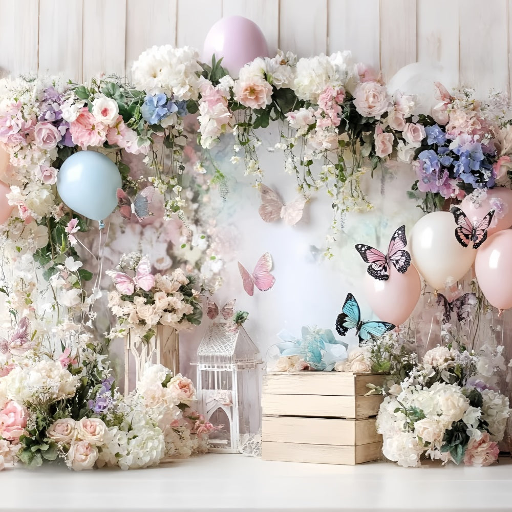 Butterfly Backdrop Whimsical Flower Balloon Children Backdrops GQ5-182