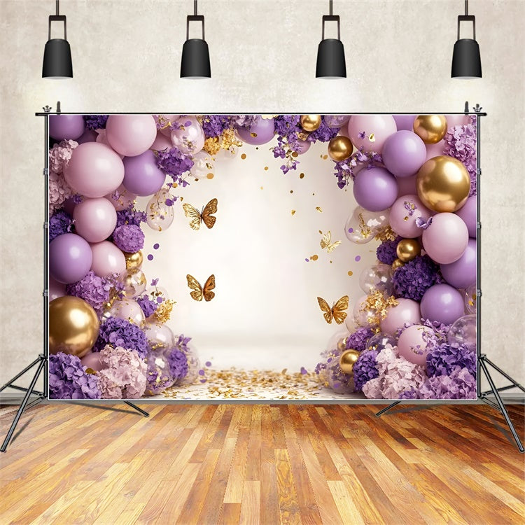 Butterfly Photo Backdrop Balloon Purple Blossom Kids Backdrop GQ5-184
