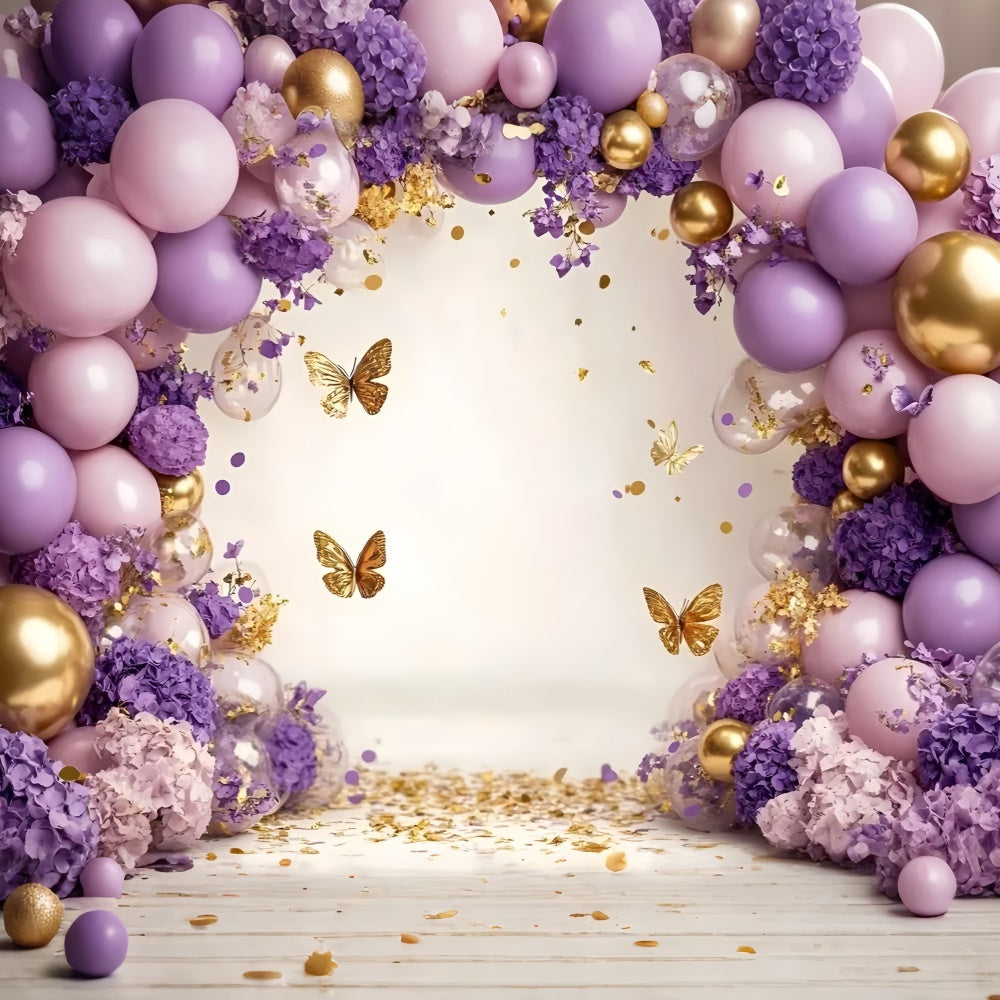 Butterfly Photo Backdrop Balloon Purple Blossom Kids Backdrop GQ5-184