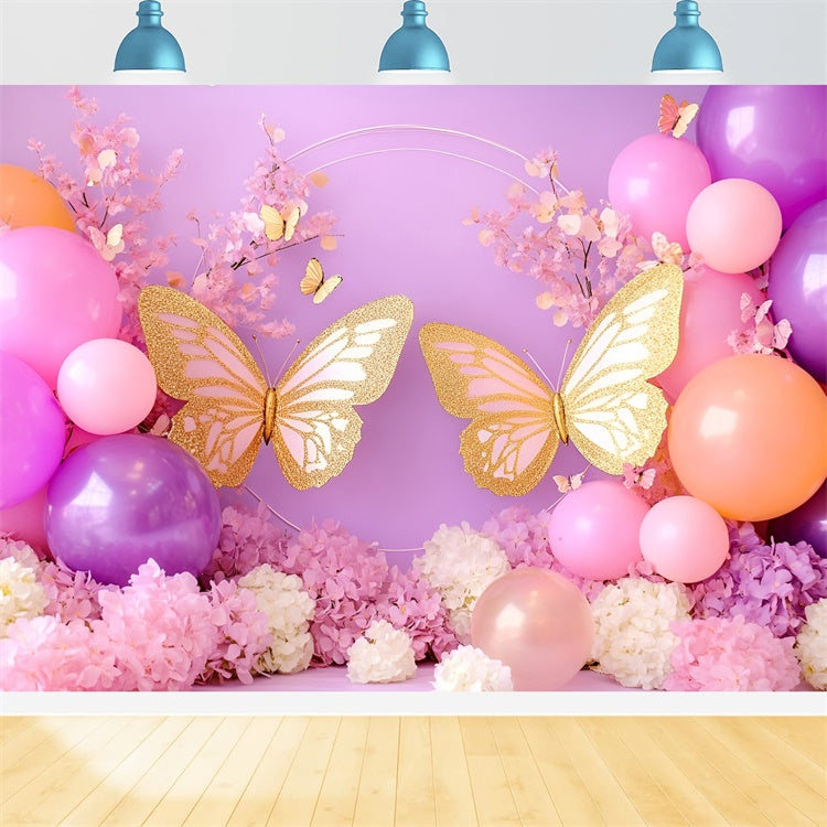 Butterfly Backdrops Gold Butterfly Balloon Newborn Backdrops GQ5-186