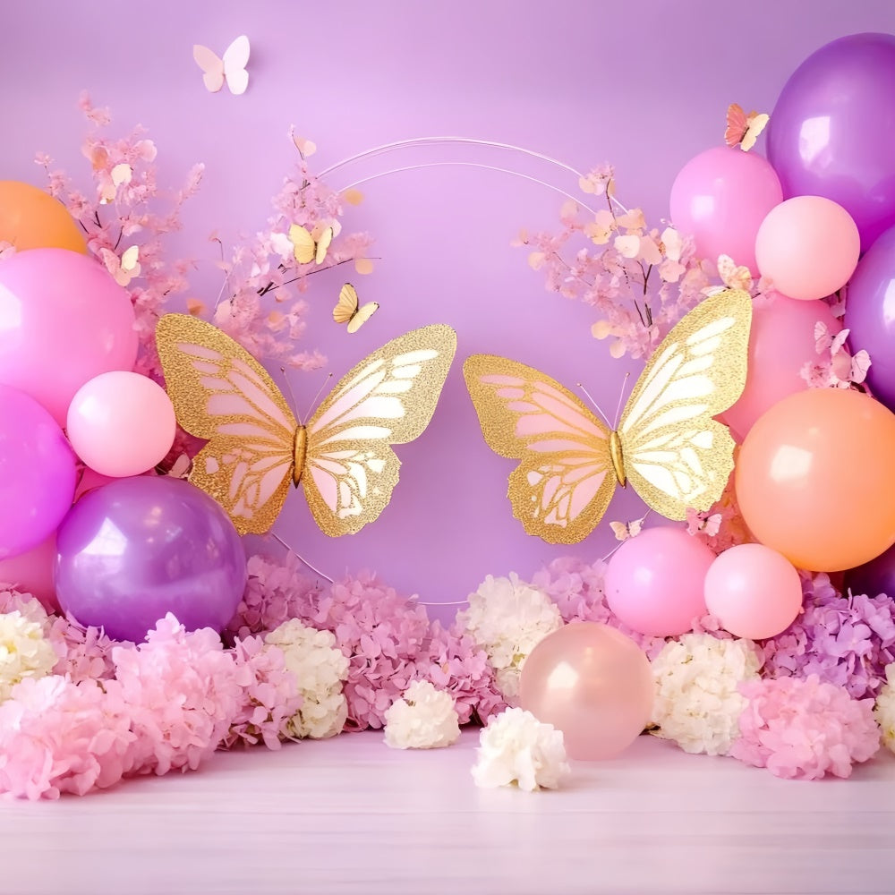 Butterfly Backdrops Gold Butterfly Balloon Newborn Backdrops GQ5-186