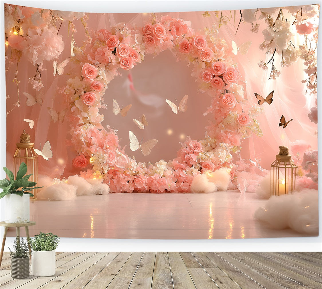 Butterfly Photo Backdrop Rose Ring Fairy Tale Newborn Backdrop GQ5-188